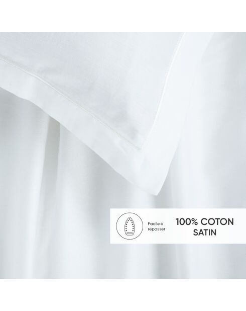 Parure drap plat + drap-housse + taies carrées satin de coton Uni 1 baratta Blanc 01