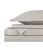 Parure drap plat + drap-housse + taies carrées satin de coton - Uni 1 baratta Taupe 04