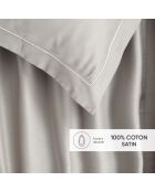 Parure drap plat + drap-housse + taies carrées satin de coton - Uni 1 baratta Taupe 04