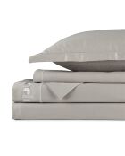 Parure drap plat + drap-housse + taies carrées satin de coton - Uni 1 baratta Taupe 01