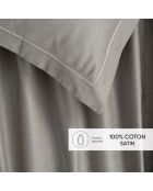 Parure drap plat + drap-housse + taies carrées satin de coton - Uni 1 baratta Taupe 01