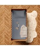 Housse de couette + taie d'oreiller bébé satin de coton rayure tissé Jacquard Gris foncé - 80 x 120 cm