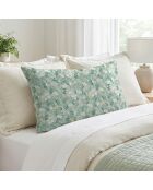 Parure housse de couette satin de coton - Feuillage fleuri Vert clair