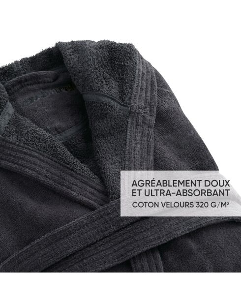 Peignoir avec capuche en coton ultra absorbant - Gris foncé