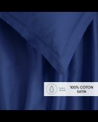 Parure drap plat + drap-housse + taies carrées satin de coton - Uni 1 baratta Bleu 06