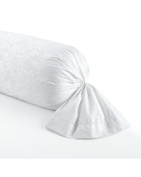 Taie de traversin satin de coton - Fleur royale Blanc - 43 x 210 cm
