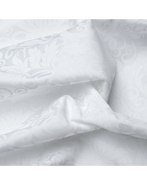 Taie de traversin satin de coton - Fleur royale Blanc - 43 x 210 cm