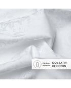 Taie de traversin satin de coton - Fleur royale Blanc - 43 x 210 cm