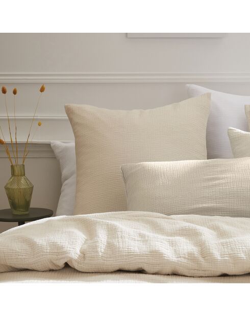 Set de 2 taies d'oreiller gaze de coton Uni Taupe 07 - 2 x (50 x 70 cm)