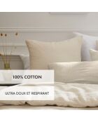 Set de 2 taies d'oreiller gaze de coton Uni Taupe 07 - 2 x (50 x 70 cm)