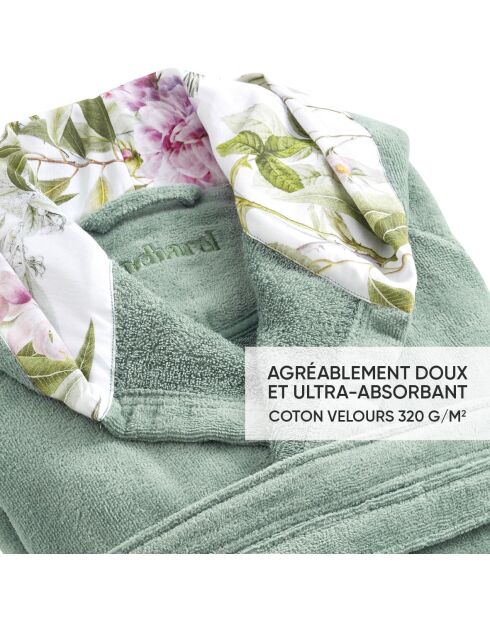 Peignoir avec capuche en coton ultra absorbant - Jardin de roses Vert - M/L