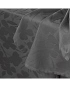 Set de 4 serviettes tissé Jacquard Petites Fleurs Gris foncé - 50 x 50 cm