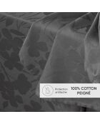 Set de 4 serviettes tissé Jacquard Petites Fleurs Gris foncé - 50 x 50 cm