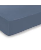 Drap-housse satin de coton Uni Bleu foncé