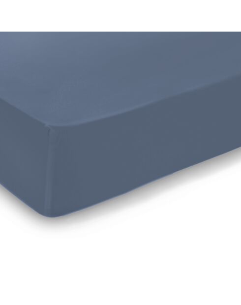Drap-housse satin de coton Uni Bleu foncé
