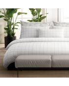 Parure housse de couette satin de coton - Caren Blanc / Taupe