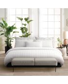 Parure housse de couette satin de coton - Caren Blanc / Taupe