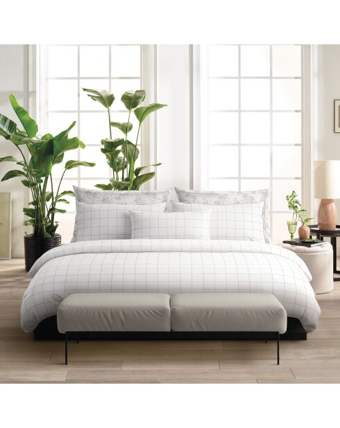 Parure housse de couette satin de coton - Caren Blanc / Taupe