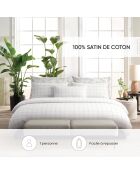 Parure housse de couette satin de coton - Caren Blanc / Taupe