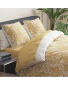 Parure housse de couette satin de coton Birds Jaune