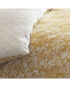 Parure housse de couette satin de coton Birds Jaune
