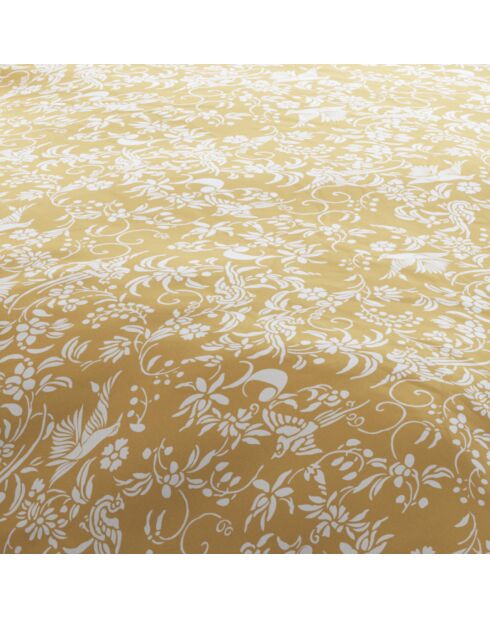Parure housse de couette satin de coton Birds Jaune