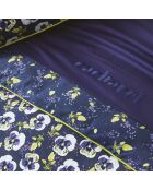 Parure housse de couette satin de coton Pansy small Blue foncé