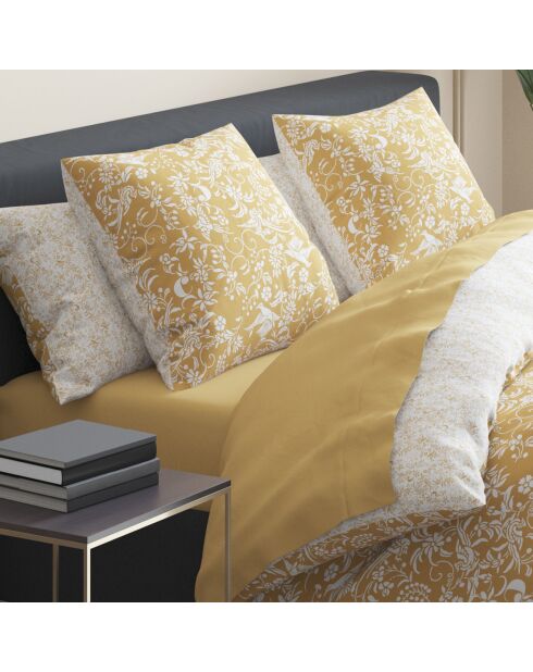 Drap-housse satin de coton Uni Jaune