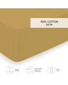 Drap-housse satin de coton Uni Jaune