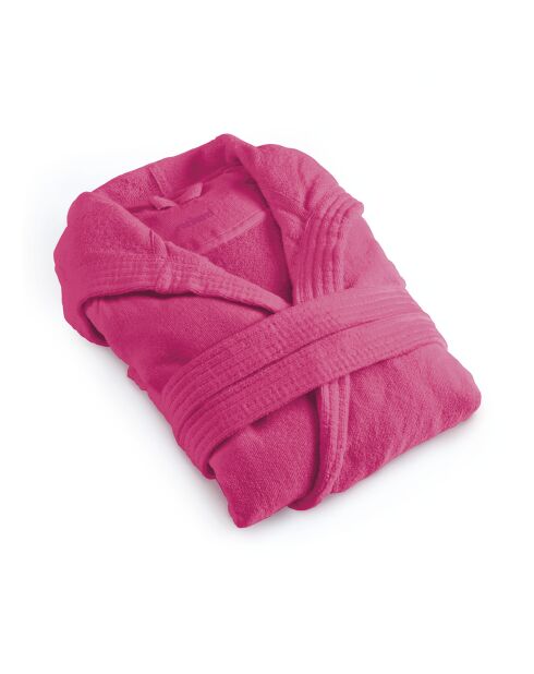 Peignoir avec capuche en coton ultra absorbant - Fuchia