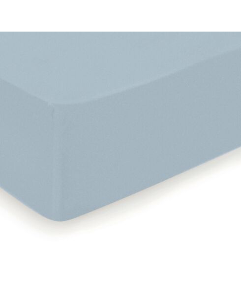 Drap-housse satin de coton Uni Bleu sarcelle