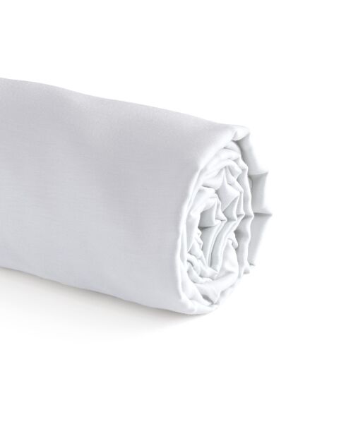 Drap-housse satin de coton Uni Blanc