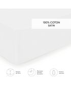 Drap-housse satin de coton Uni Blanc
