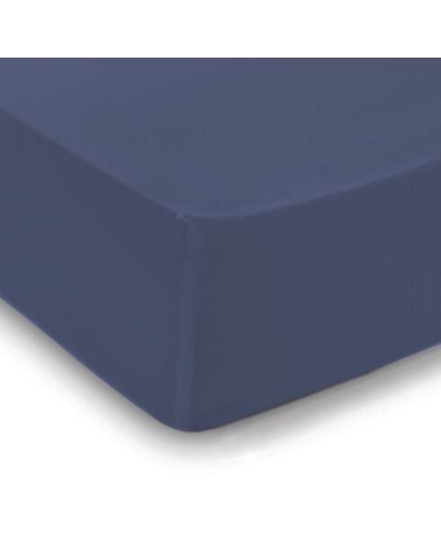 Drap-housse satin de coton Uni Bleu marine