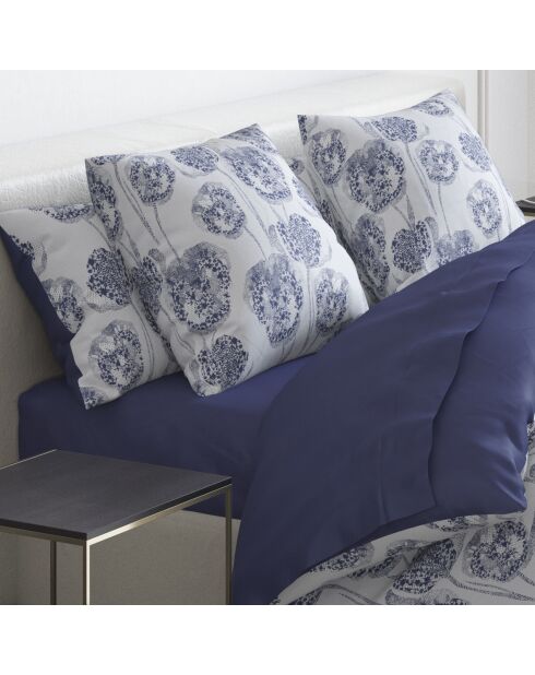 Drap-housse satin de coton Uni Bleu marine