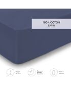 Drap-housse satin de coton Uni Bleu marine