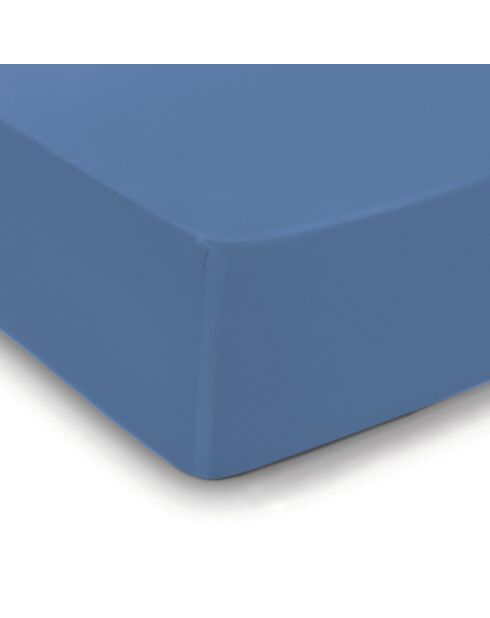 Drap-housse satin de coton Uni Bleu