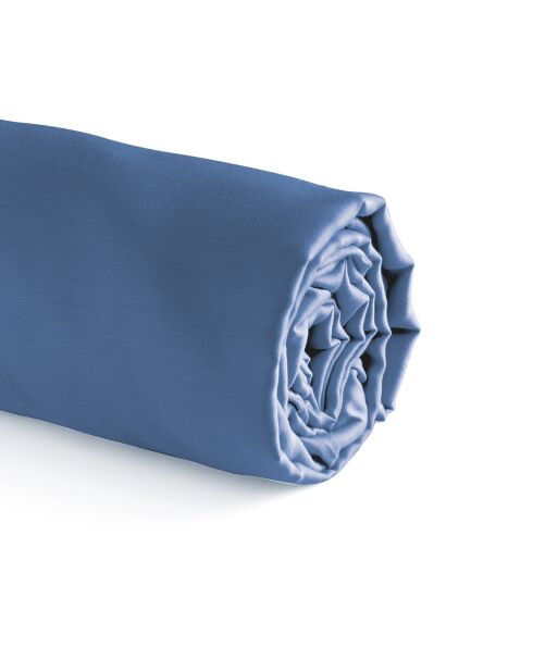 Drap-housse satin de coton Uni Bleu