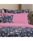 Drap-housse satin de coton Marie fleurs Rose