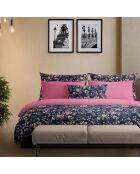 Drap-housse satin de coton Marie fleurs Rose