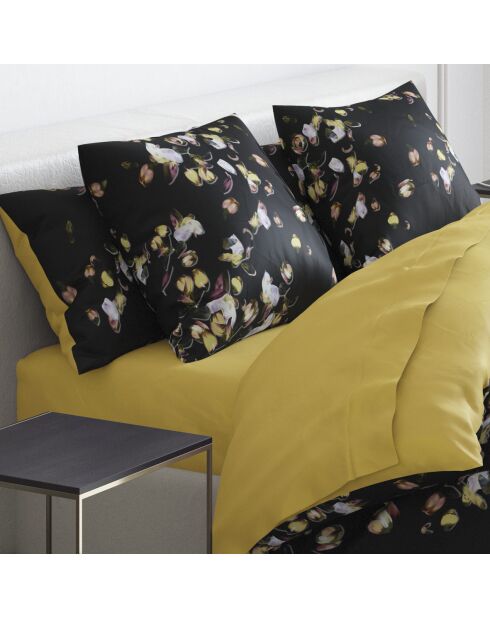 Drap-housse satin de coton Uni Ocre