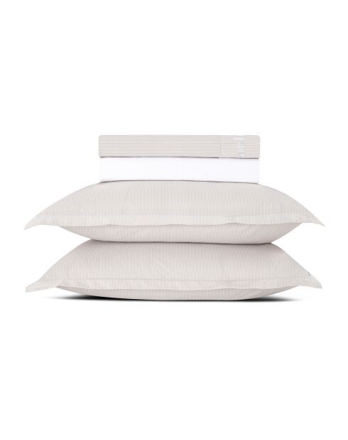Parure drap plat + drap-housse + taies rectangles satin de coton - Saclay Taupe