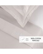 Parure drap plat + drap-housse + taies rectangles satin de coton - Saclay Taupe
