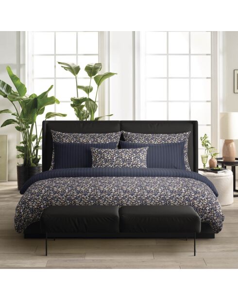 Parure housse de couette satin de coton Meadow Bleu foncé