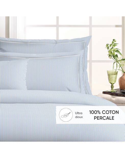 Taie de traversin satin de coton - Saclay Bleu clair - 43 x 210 cm