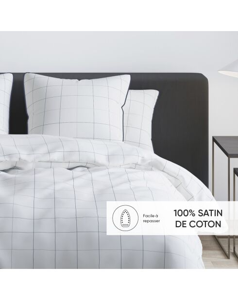 Set de 2 taies d'oreiller satin de coton Caren Blanc - 50 x 70 cm