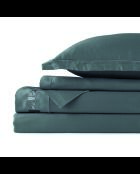 Parure drap plat + drap-housse + taies carrées satin de coton - Uni 1 baratta Gris 02