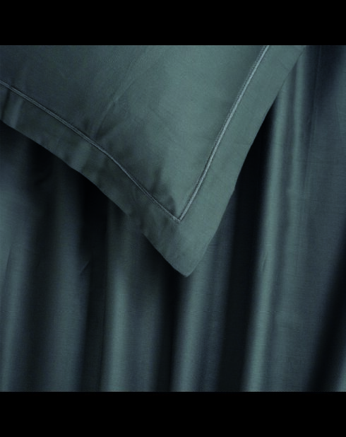 Parure drap plat + drap-housse + taies carrées satin de coton - Uni 1 baratta Gris 02