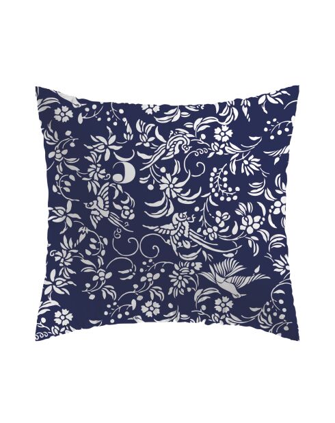 Set de 2 taies d'oreiller satin de coton Birds Bleu - 63 x 63 cm