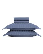Parure drap plat + drap-housse + taies rectangles satin de coton rayure tissé dobby - Dobby stripe woven Bleu